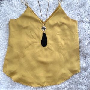 Express Gold Mustard Yellow Silk Cami Tank Top